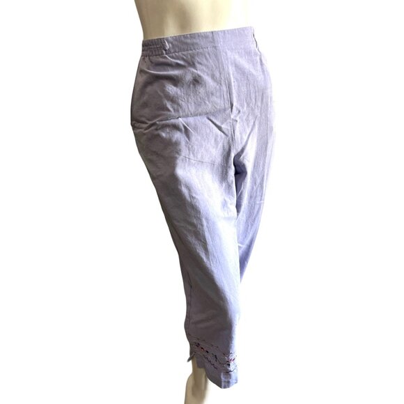 Vintage Koret Linen Blend Floral Pant Suit Sz Large Womens Purple Button Front S - Picture 9 of 16